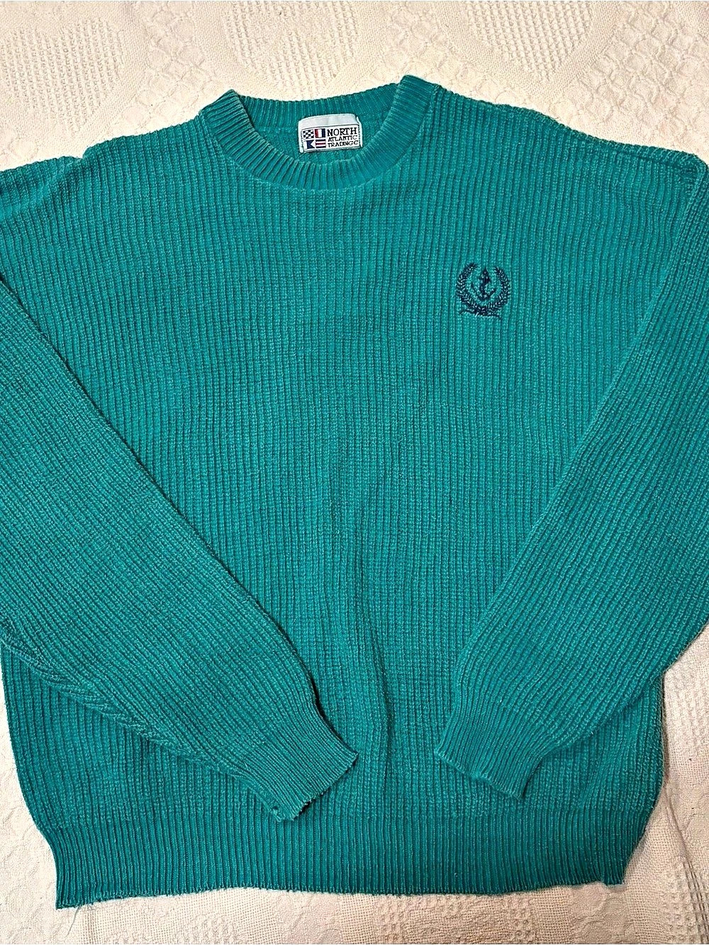 Vintage North Atlantic Trading Co. Men's Green Crewneck Sweater